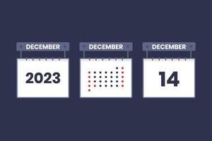 2023 calendar design December 14 icon. 14th December calendar schedule, appointment, important date concept. vector