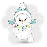 Cute Christmas snowman with Christmas numbers vector illustration