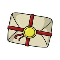 Vintage romantic envelope tied with a red ribbon , vector illustration in cartoon style on a white background
