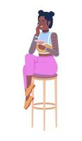 Laughing lady with glass of wine semi flat color vector character. Editable figure. Full body person on white. Partying simple cartoon style illustration for web graphic design and animation