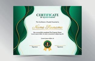 Gradient Luxury Green and Gold Certificate Template vector