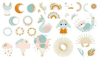 Set of boho style baby vector