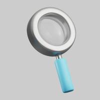 3d magnifier icon with transparent blue glass vector