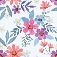 Colorful hand draw flowers seamless pattern. vector