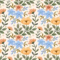 Colorful hand draw flowers seamless pattern vector