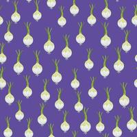 Hand drawn onion bulb seamless pattern. Onion in doodle style endless wallpaper. vector
