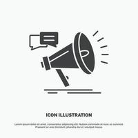 marketing. megáfono. anuncio. promoción. icono de promoción. símbolo gris vectorial de glifo para ui y ux. sitio web o aplicación móvil vector