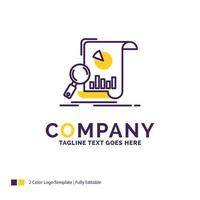 Company Name Logo Design For Analysis. analytics. business. financial. research. Purple and yellow Brand Name Design with place for Tagline. Creative Logo template for Small and Large Business. vector