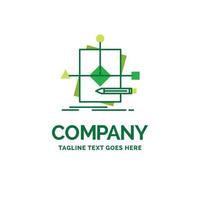 Algorithm. business. foretelling. pattern. plan Flat Business Logo template. Creative Green Brand Name Design. vector