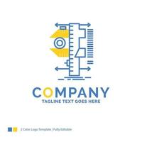 measure. caliper. calipers. physics. measurement Blue Yellow Business Logo template. Creative Design Template Place for Tagline. vector