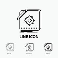 Design. App. Logo. Application. Design Icon in Thin. Regular and Bold Line Style. Vector illustration