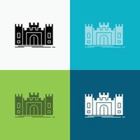 Castle. defense. fort. fortress. landmark Icon Over Various Background. glyph style design. designed for web and app. Eps 10 vector illustration