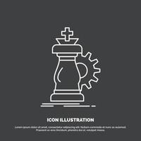 strategy. chess. horse. knight. success Icon. Line vector symbol for UI and UX. website or mobile application