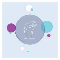 Brainstorm. creative. head. idea. thinking White Line Icon colorful Circle Background vector