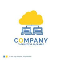 cloud. network. server. internet. data Blue Yellow Business Logo template. Creative Design Template Place for Tagline. vector