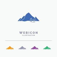 mountain. landscape. hill. nature. tree 5 Color Glyph Web Icon Template isolated on white. Vector illustration