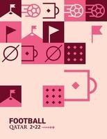 Geometric Poster Football Doha Qatar 2022 Creative. Soccer Web Flyer Template Background vector