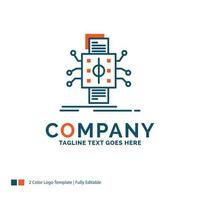 Analysis. data. datum. processing. reporting Logo Design. Blue and Orange Brand Name Design. Place for Tagline. Business Logo template. vector