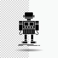 autonomous. machine. robot. robotic. technology Glyph Icon on Transparent Background. Black Icon vector