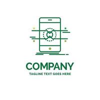 Api. interface. mobile. phone. smartphone Flat Business Logo template. Creative Green Brand Name Design. vector