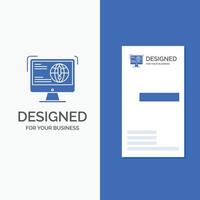 logotipo de empresa para obtener información. contenido. desarrollo. sitio web. web. plantilla de tarjeta de visita de negocio azul vertical. vector