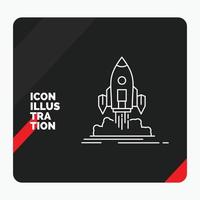 Red and Black Creative presentation Background for Launch. mission. shuttle. startup. publish Line Icon vector