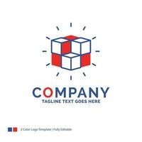 Company Name Logo Design For box. labyrinth. puzzle. solution. cube. Blue and red Brand Name Design with place for Tagline. Abstract Creative Logo template for Small and Large Business. vector