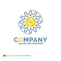 management. process. production. task. work Blue Yellow Business Logo template. Creative Design Template Place for Tagline. vector