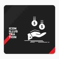 Red and Black Creative presentation Background for coins. hand. currency. payment. money Glyph Icon vector