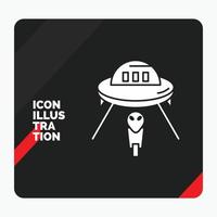 fondo de presentación creativa rojo y negro para alienígena. espacio. OVNI. astronave. icono de glifo de marte vector