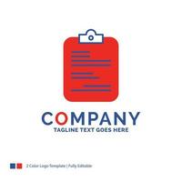 Company Name Logo Design For report. medical. paper. checklist. document. Blue and red Brand Name Design with place for Tagline. Abstract Creative Logo template for Small and Large Business. vector