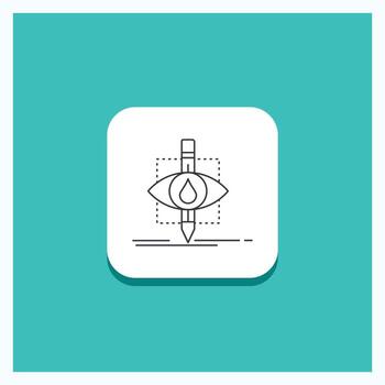 botón redondo para la ecología. vigilancia. contaminación. investigar. icono de línea de ciencia fondo turquesa vector
