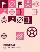 Geometric Poster Football Doha Qatar 2022 Creative. Soccer Web Flyer Template Background vector