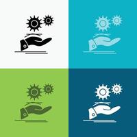 solution. hand. idea. gear. services Icon Over Various Background. glyph style design. designed for web and app. Eps 10 vector illustration