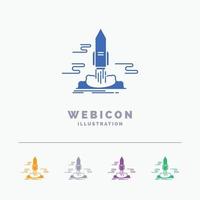 launch. Publish. App. shuttle. space 5 Color Glyph Web Icon Template isolated on white. Vector illustration