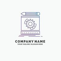 Draft. engineering. process. prototype. prototyping Purple Business Logo Template. Place for Tagline vector