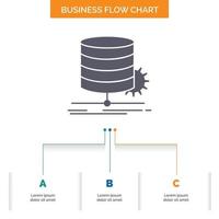 Algorithm. chart. data. diagram. flow Business Flow Chart Design with 3 Steps. Glyph Icon For Presentation Background Template Place for text. vector