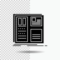 Design. grid. interface. layout. ui Glyph Icon on Transparent Background. Black Icon vector