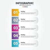 Vertical Infographic business colorful template banner design 5 options background style you can used for marketing process workflow presentation development plan vector