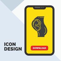 pregnancy. pregnant. baby. obstetrics. Mother Glyph Icon in Mobile for Download Page. Yellow Background vector