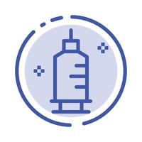 Chemistry Medicine Pharmacy Syringe Blue Dotted Line Line Icon vector