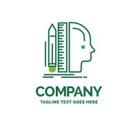 Design. human. ruler. size. thinking Flat Business Logo template. Creative Green Brand Name Design. vector