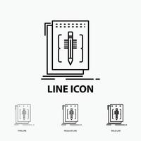 Code. edit. editor. language. program Icon in Thin. Regular and Bold Line Style. Vector illustration