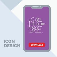 monetización Finanzas. dinero. transferir. icono de línea de valor en el móvil para la página de descarga vector