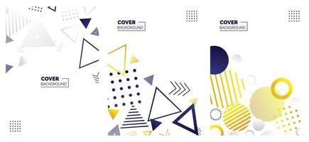 Covers templates set with bauhaus. memphis and hipster style graphic geometric elements. Applicable for placards. brochures. posters. covers and banners. Vector illustrations