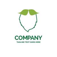 bigote. inconformista. movimiento soportado plantilla de logotipo de empresa plana de hombres. diseño creativo de marca verde. vector