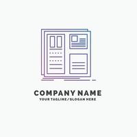 Design. grid. interface. layout. ui Purple Business Logo Template. Place for Tagline vector