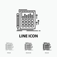 Accounting. audit. banking. calculation. calculator Icon in Thin. Regular and Bold Line Style. Vector illustration