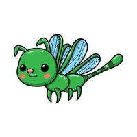 Cute little green dragonfly cartoon vector