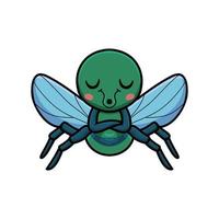 linda pequeña mosca de la casa de dibujos animados durmiendo vector